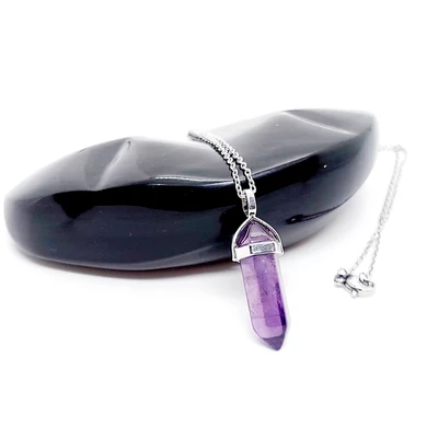 Ametiszt medál nemesacél nyaklánccal