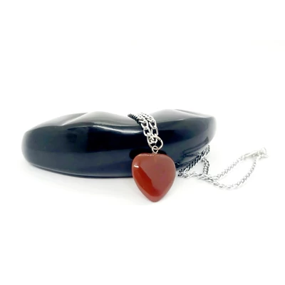 Karneol szív nemesacél nyaklánccal