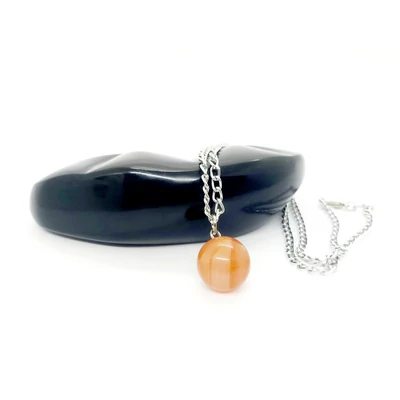 Acát golyó medál nemesacél nyaklánccal