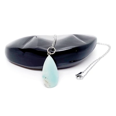 Kékkvarc csepp medál nemesacél nyaklánccal