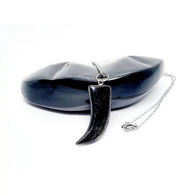 Ezüst obszidián  medál nemesacél lánccal