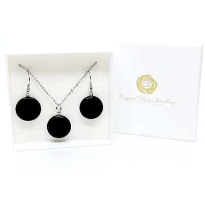 Ezüst obszidián szett nemesacéllal