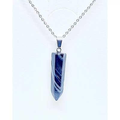 Fekete achát medál nemesacél nyaklánccal