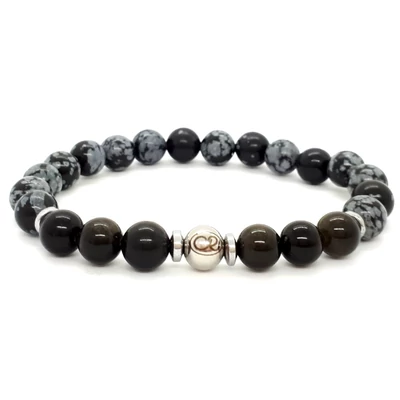 Hópehely és ezüst obszidián karkötő