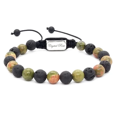 Lávakő unakit karkötő