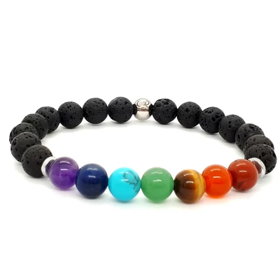 Lávakő csakrasor karkötő