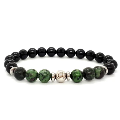 Onix zoizit-rubinnal karkötő