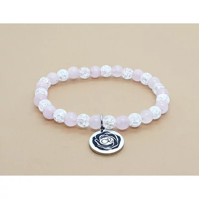 Rózsakvarc hegyikristály karkötő