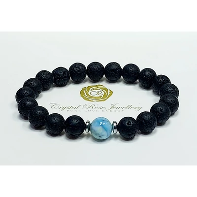 Lávakő larimár karkötő