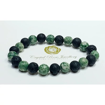 Pöttyös jáde lávakő karkötő